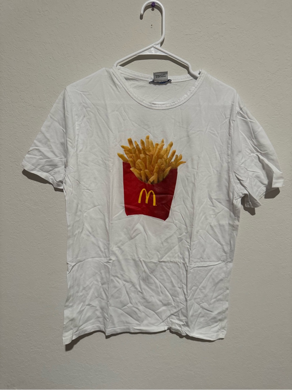 Zara White T-Shirt with Red & Yellow French Fry Graphic
